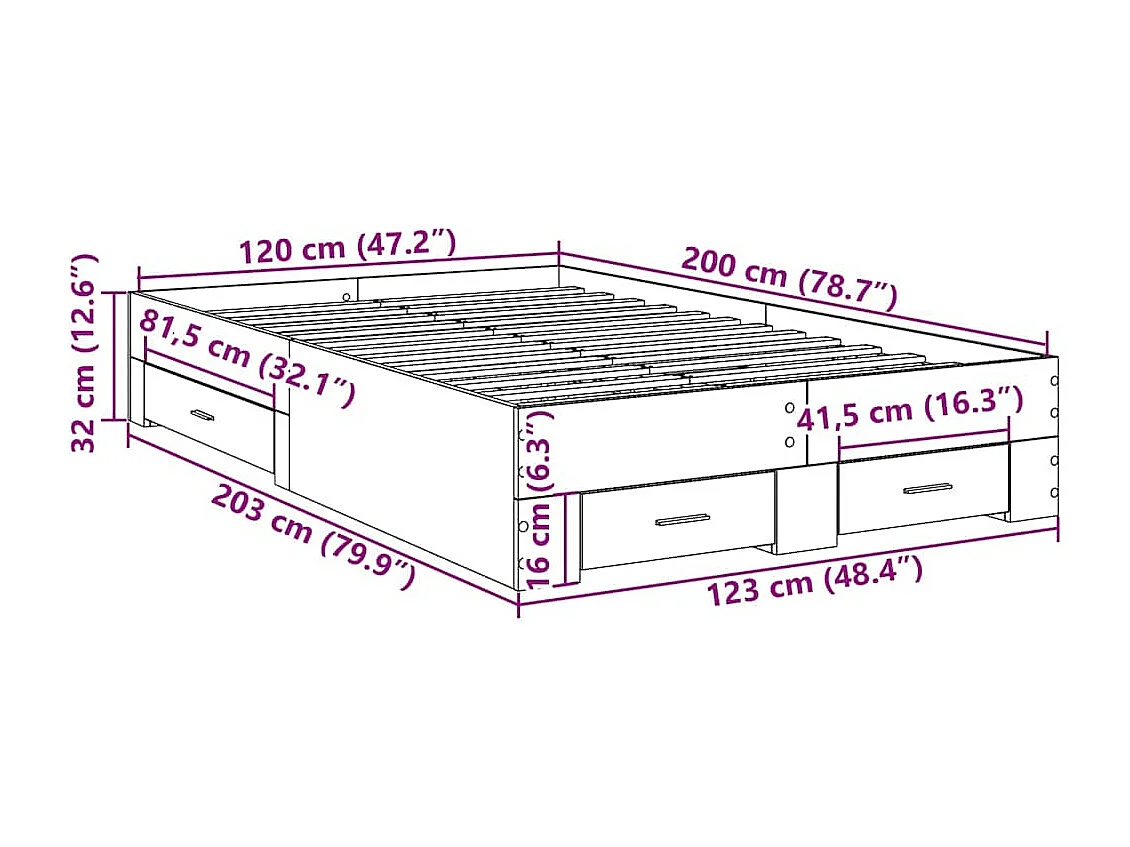 Lit simple | Lit adulte, enfant | Cadre de lit Marron 120x200 cm Bois d'ingénierie
