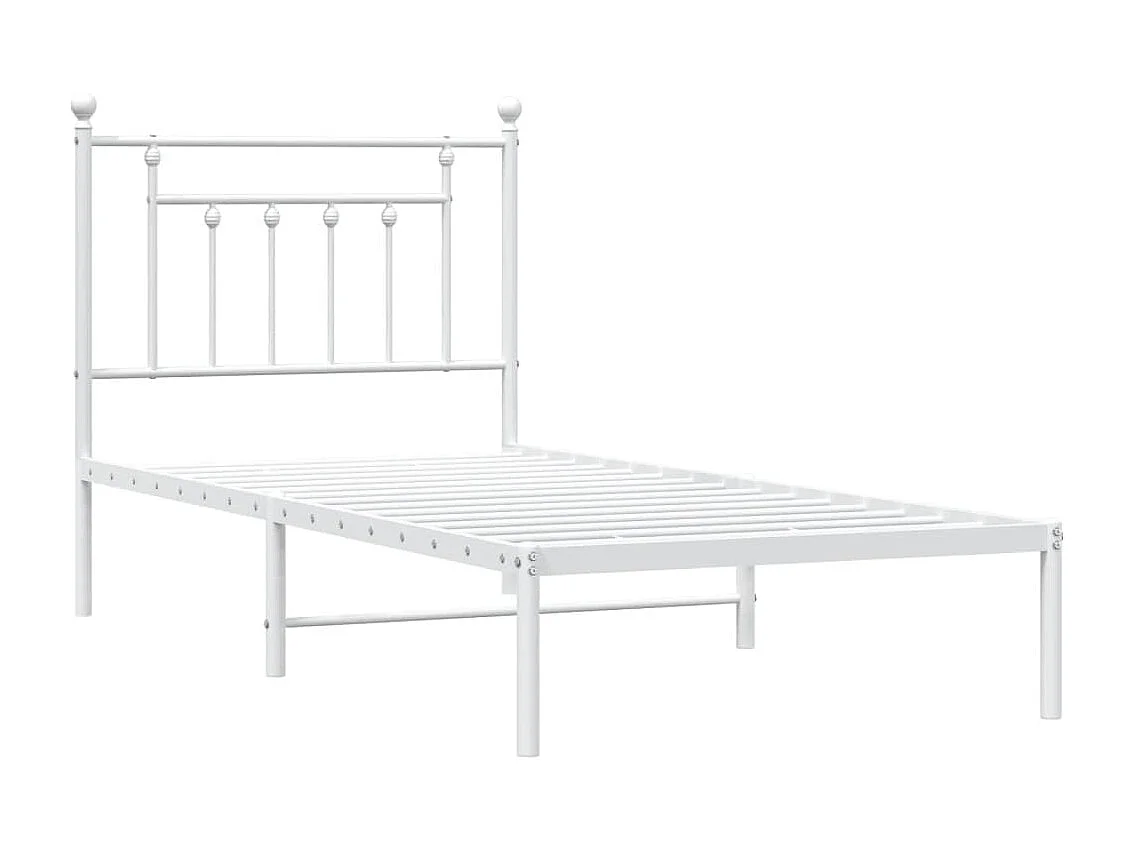 Lit simple | Lit adulte, enfant | Cadre de lit métal avec tête de lit blanc 80x200cm