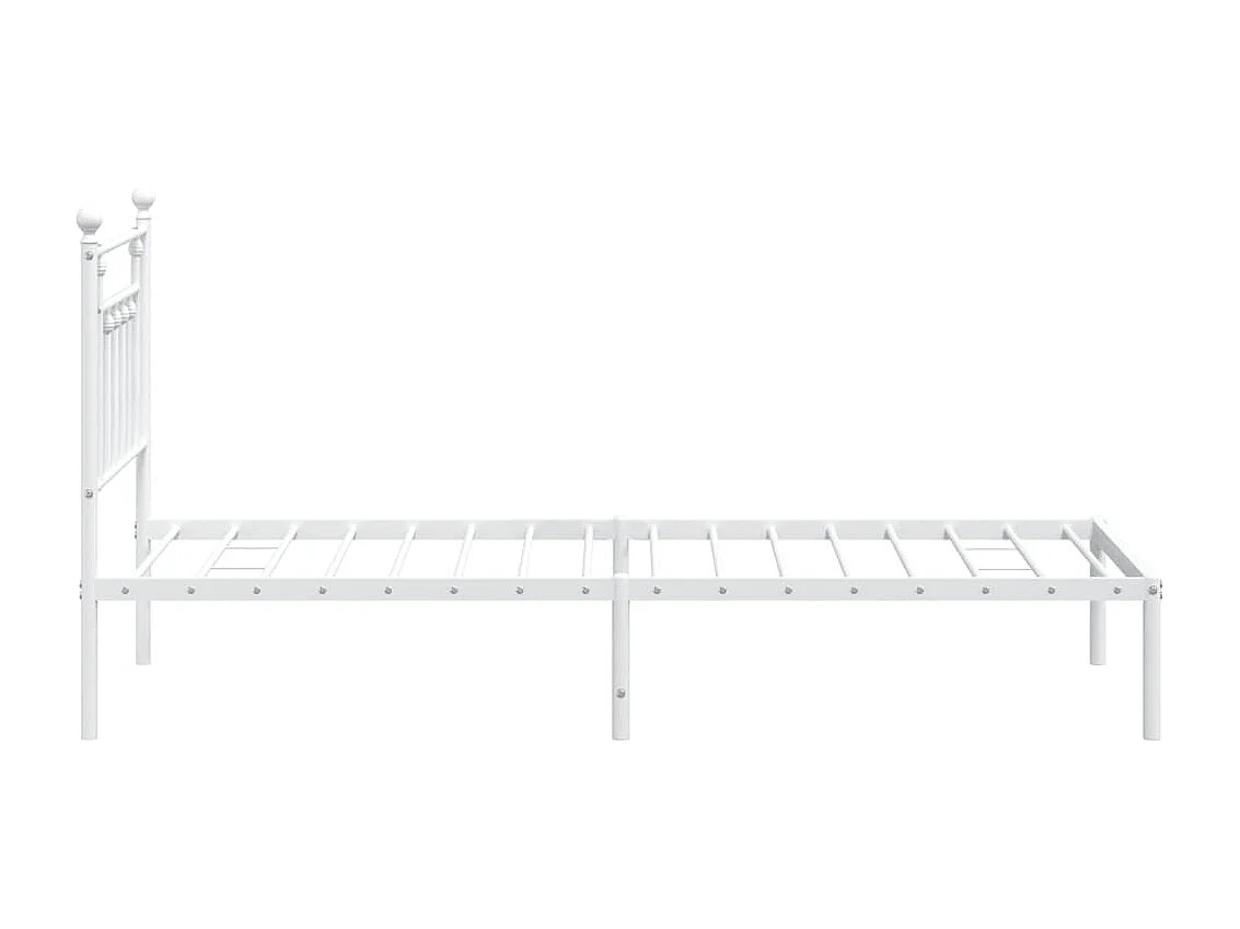 Lit simple | Lit adulte, enfant | Cadre de lit métal avec tête de lit blanc 80x200cm