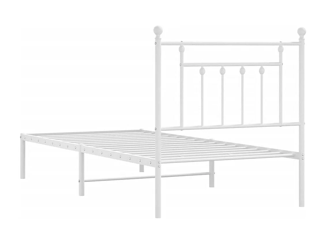 Lit simple | Lit adulte, enfant | Cadre de lit métal avec tête de lit blanc 80x200cm