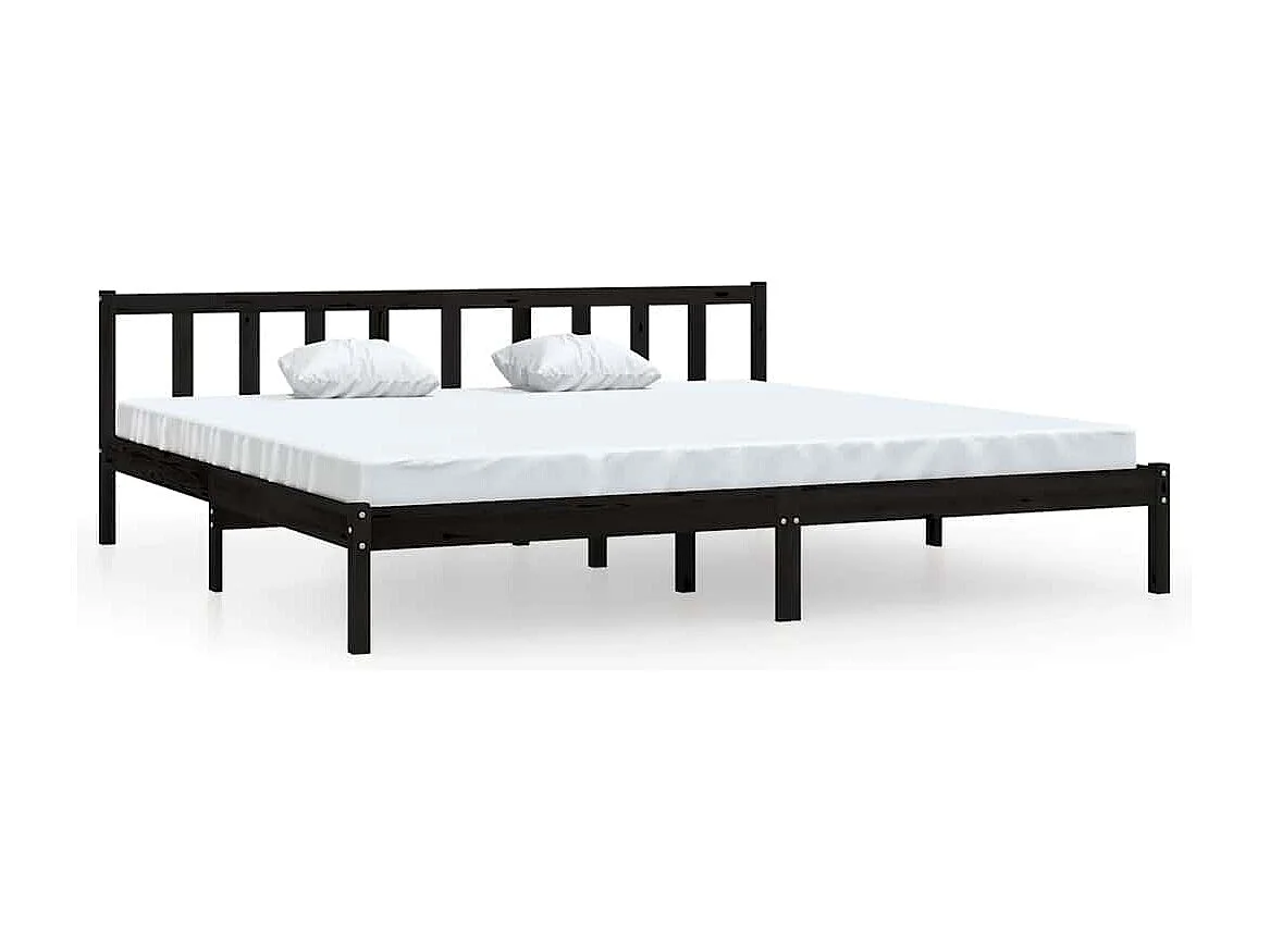 Bedframe | Tweepersoonsbed massief grenenhout zwart 200x200 cm