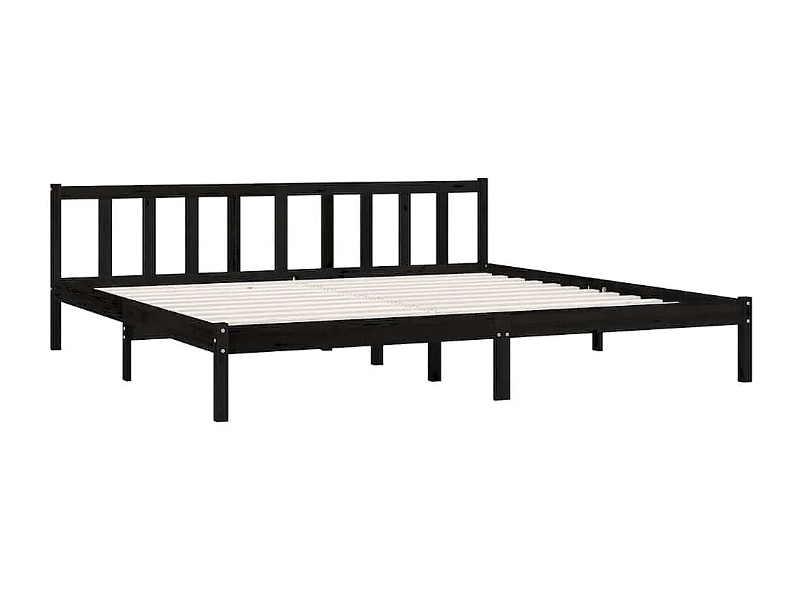 Bedframe | Tweepersoonsbed massief grenenhout zwart 200x200 cm