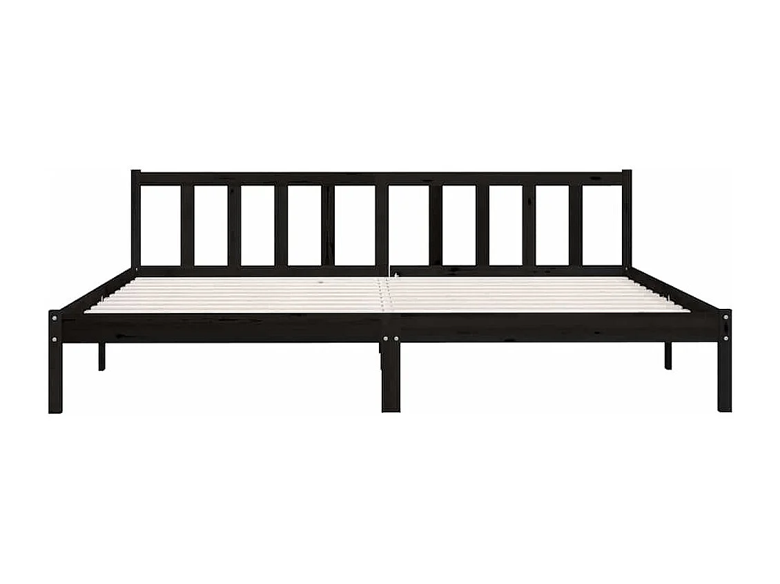 Bedframe | Tweepersoonsbed massief grenenhout zwart 200x200 cm