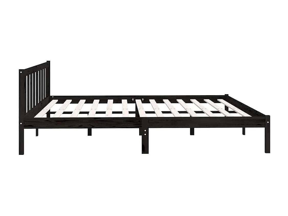 Bedframe | Tweepersoonsbed massief grenenhout zwart 200x200 cm