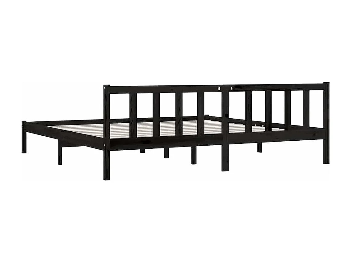 Bedframe | Tweepersoonsbed massief grenenhout zwart 200x200 cm