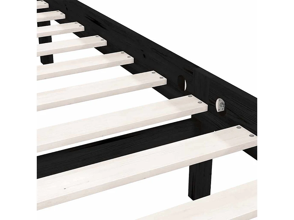 Bedframe | Tweepersoonsbed massief grenenhout zwart 200x200 cm