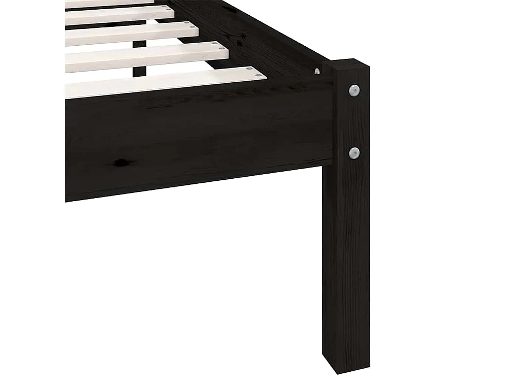Bedframe | Tweepersoonsbed massief grenenhout zwart 200x200 cm