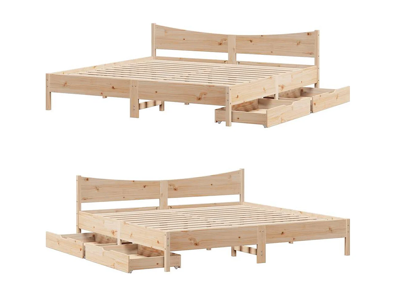 Lit double | Lit adulte | Cadre de lit avec tiroirs 180x200 cm bois de pin massif