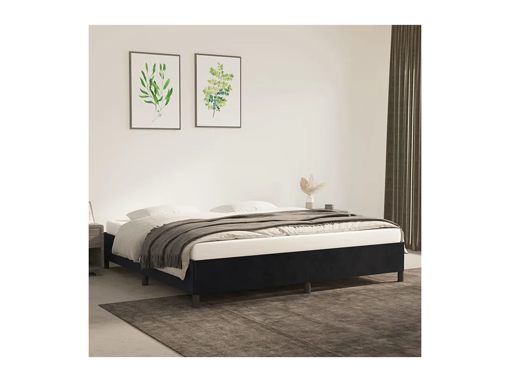 Lit double | Lit adulte | Cadre de lit noir 200x200 cm velours