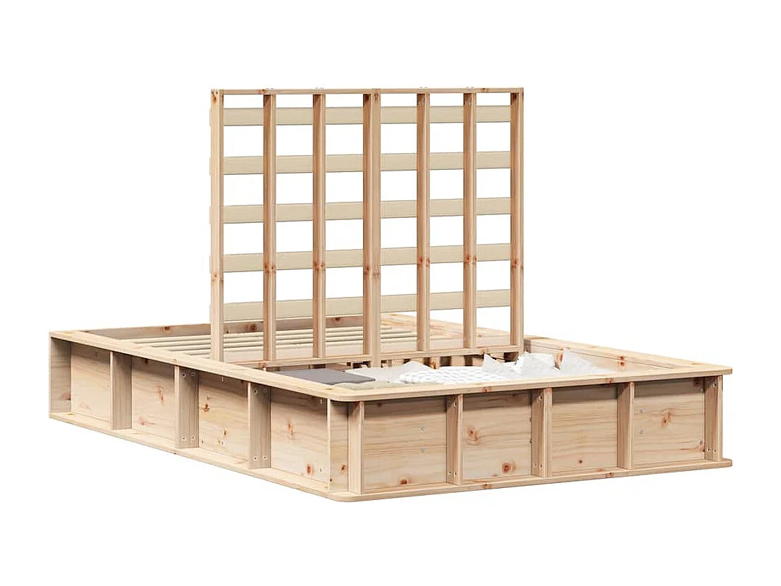 Lit simple | Lit adulte, enfant | Cadre de lit avec stockage Marron 120x200 cm bois