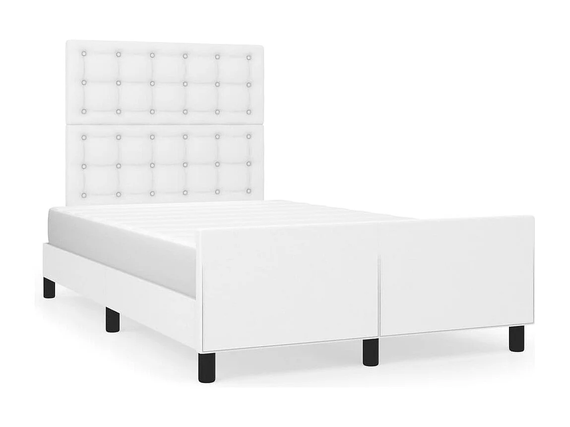 Lit simple | Lit adulte, enfant | Cadre de lit blanc 120x200 cm similicuir