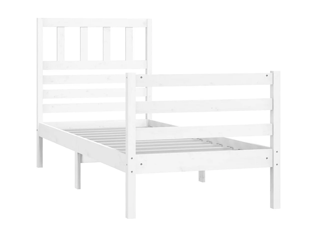Lit simple | Lit adulte, enfant | Cadre de lit blanc 75x190 cm bois massif