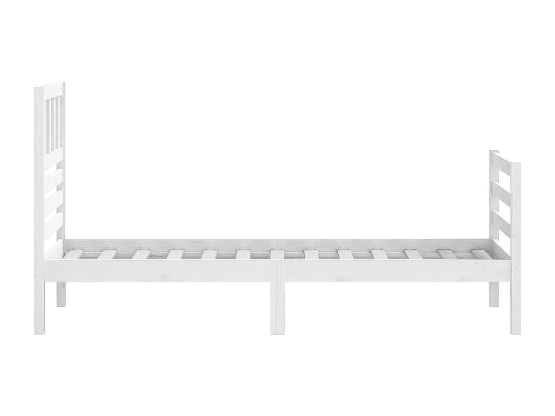 Lit simple | Lit adulte, enfant | Cadre de lit blanc 75x190 cm bois massif