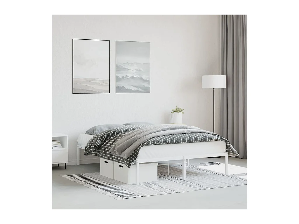 Lit double | Lit adulte | Cadre de lit métal blanc 140x190 cm