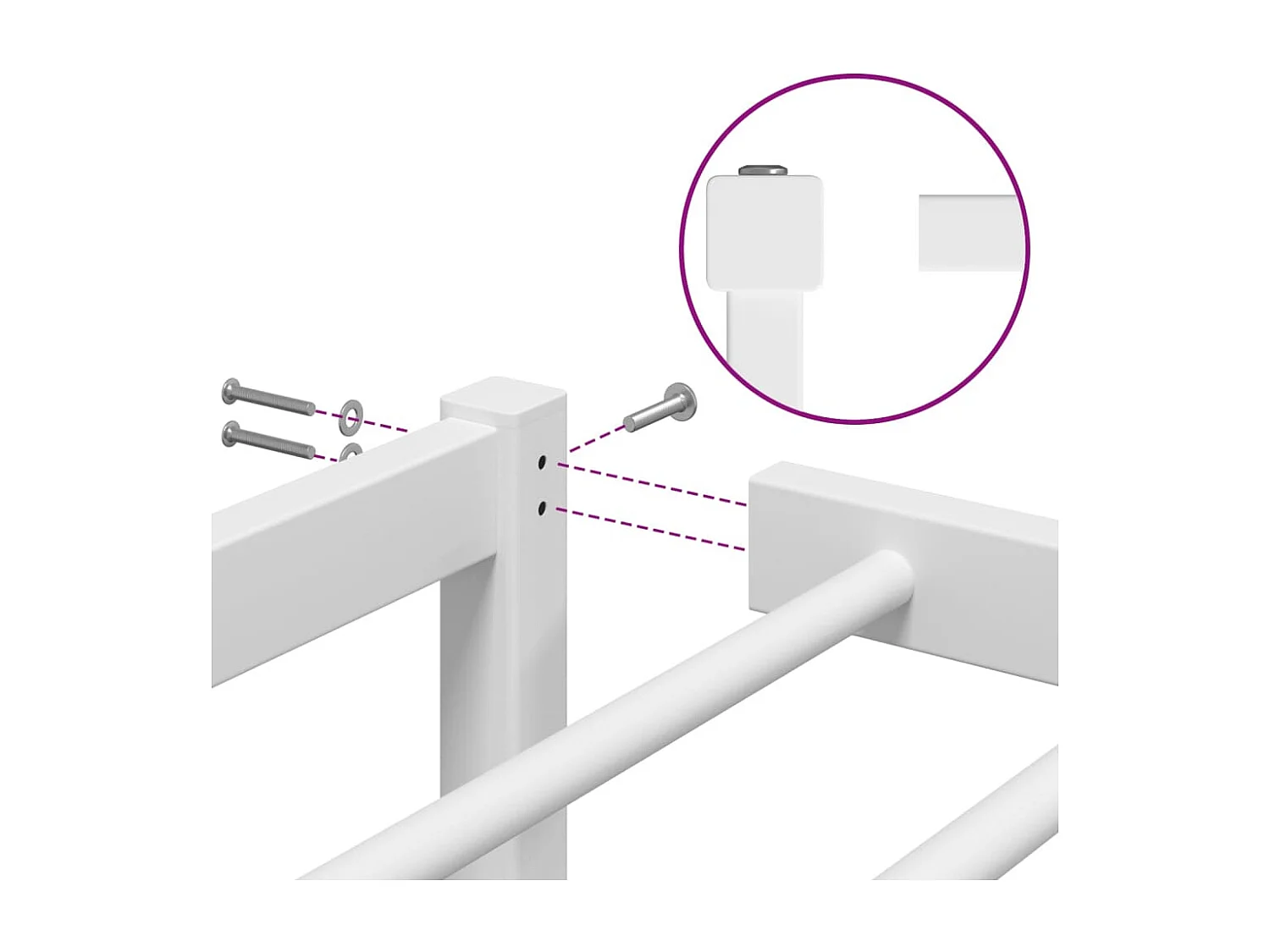 Lit double | Lit adulte | Cadre de lit métal blanc 140x190 cm