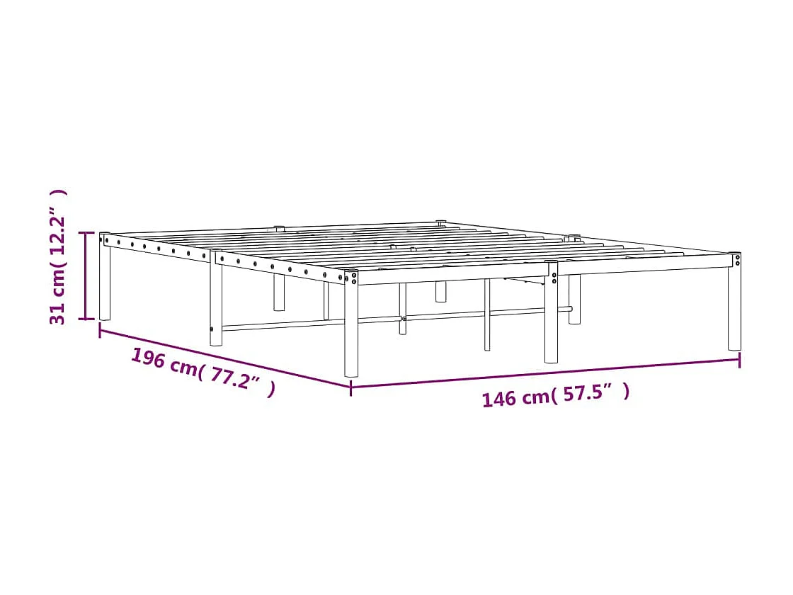 Lit double | Lit adulte | Cadre de lit métal blanc 140x190 cm