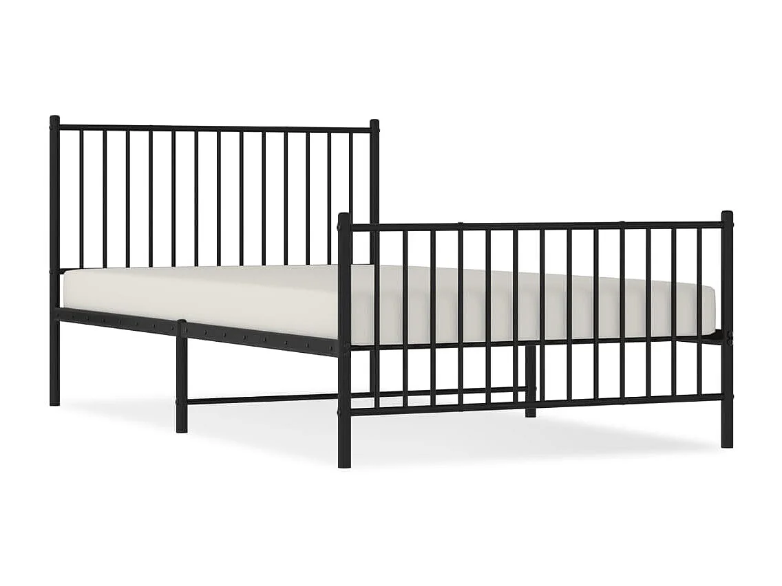 Lit simple | Lit adulte, enfant | Cadre de lit métal avec pied de lit noir 107x203cm