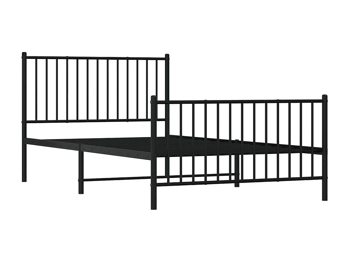 Lit simple | Lit adulte, enfant | Cadre de lit métal avec pied de lit noir 107x203cm