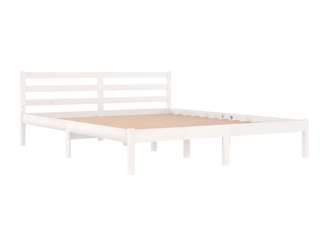 Lit double | Lit adulte | Cadre de lit bois de pin massif 160x200 cm blanc