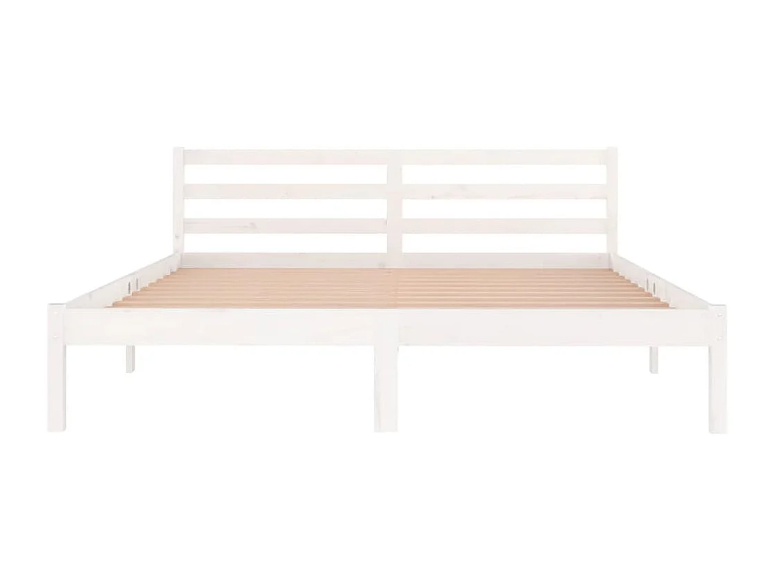 Lit double | Lit adulte | Cadre de lit bois de pin massif 160x200 cm blanc