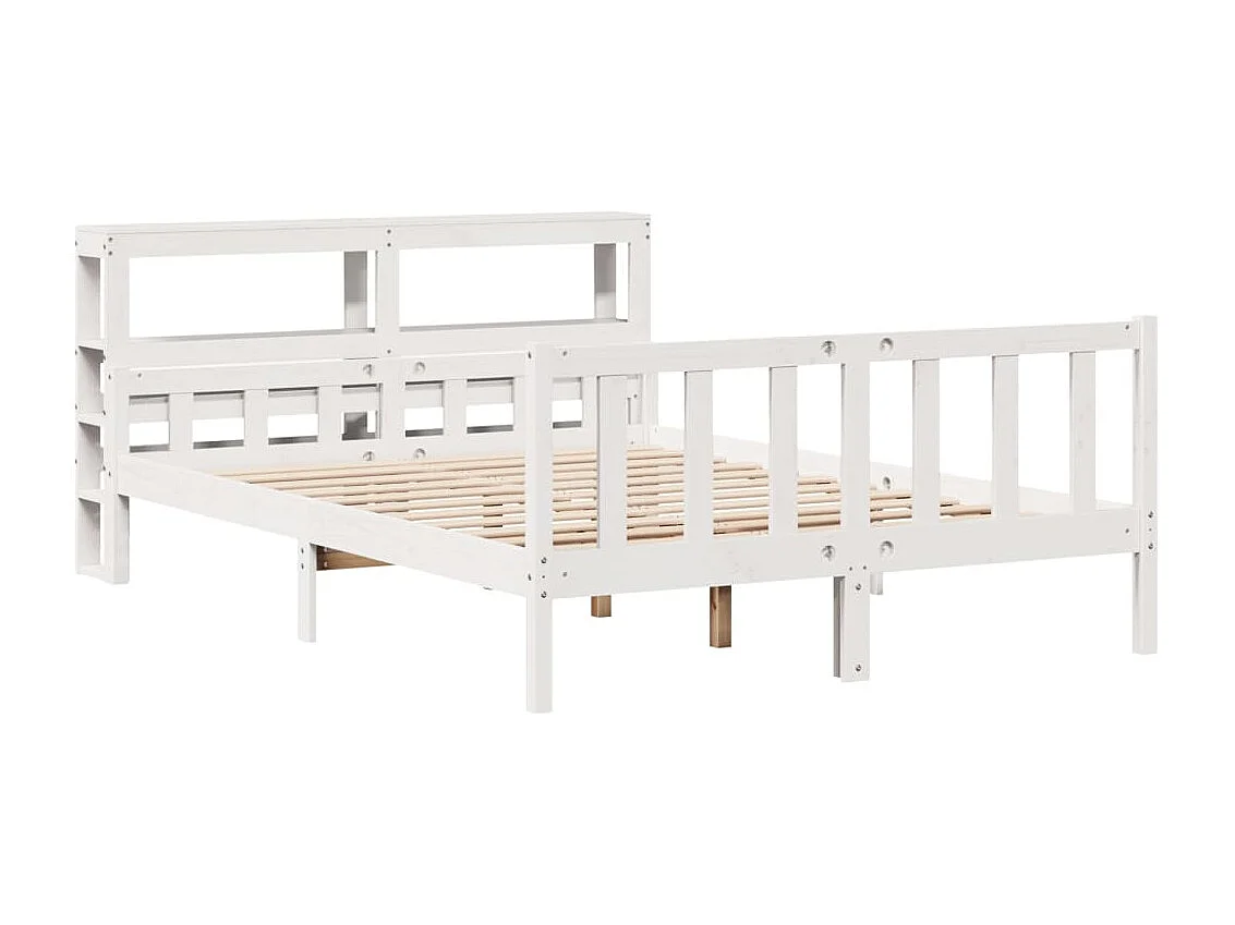 Lit double | Lit adulte | Cadre de lit blanc 150x200 cm bois de pin massif
