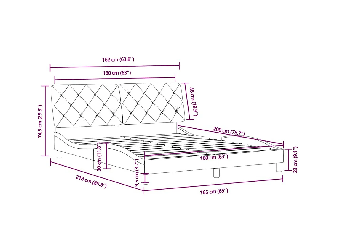Lit double | Lit adulte | Cadre de lit vert foncé 160x200 cm velours