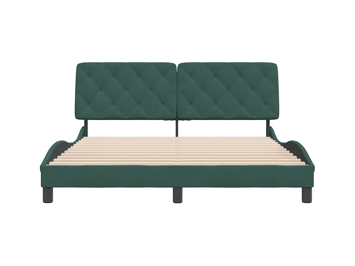 Lit double | Lit adulte | Cadre de lit vert foncé 160x200 cm velours