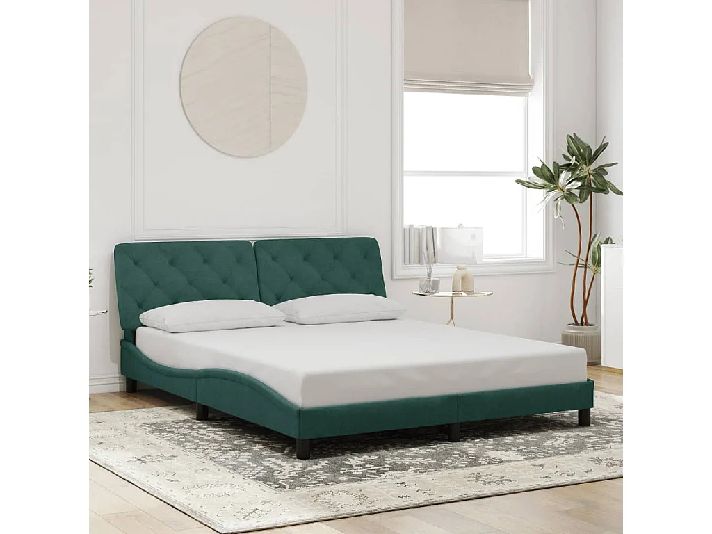Lit double | Lit adulte | Cadre de lit vert foncé 160x200 cm velours