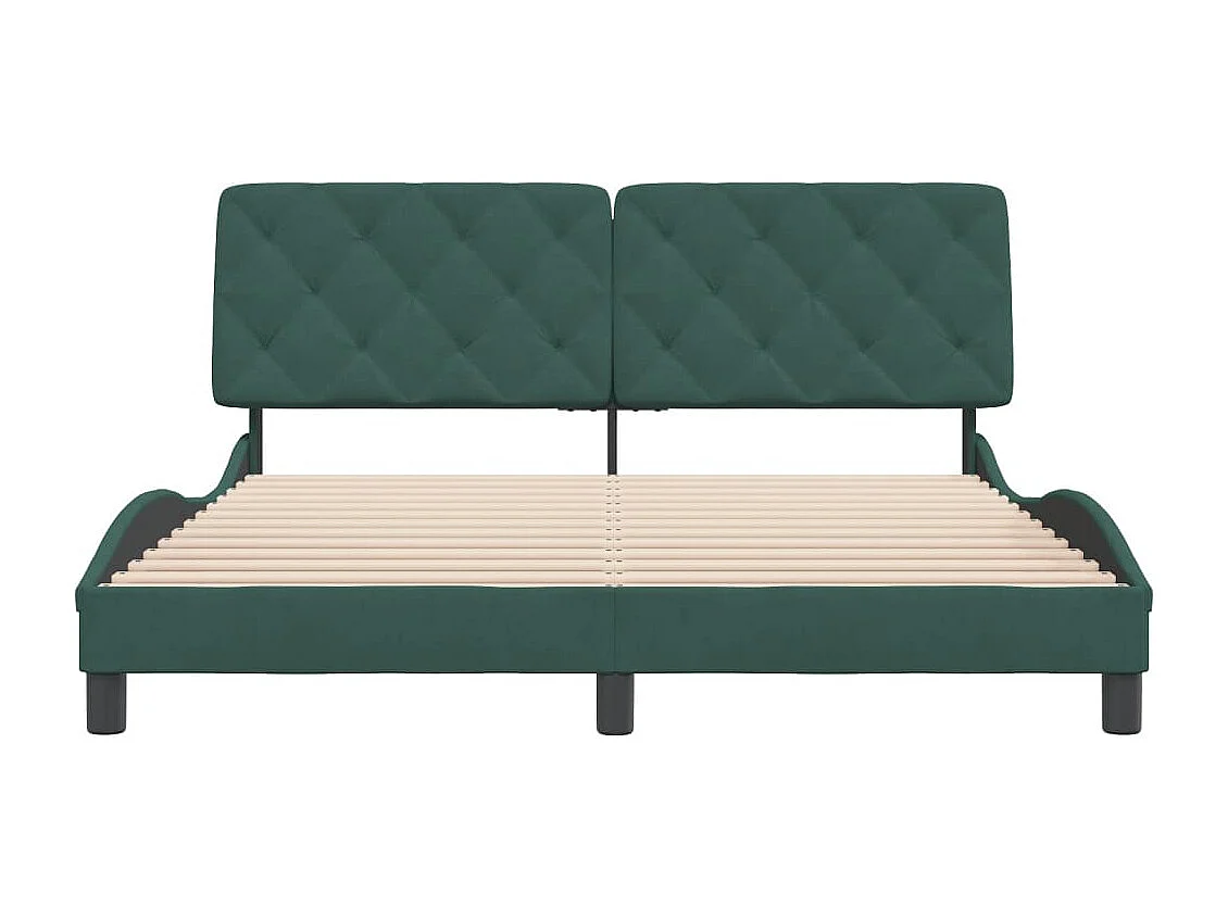 Lit double | Lit adulte | Cadre de lit vert foncé 160x200 cm velours