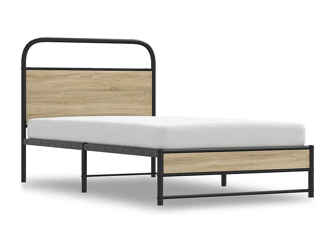 Lit simple | Lit adulte, enfant | Cadre de lit 100x200 cm chêne fumé bois ingénierie