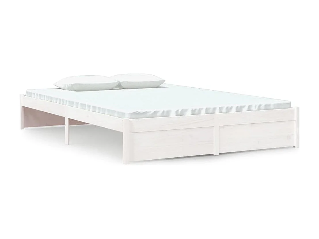 Lit double | Lit adulte | Cadre de lit blanc bois massif 140x200 cm