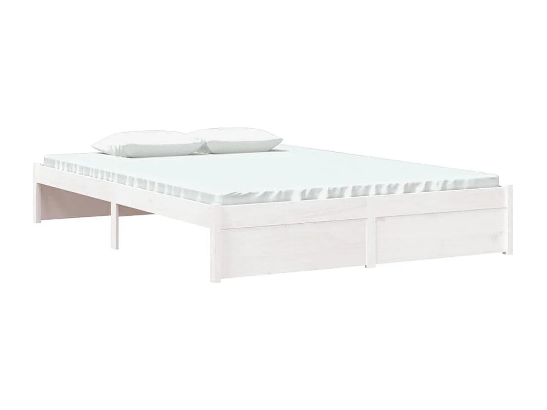 Lit double | Lit adulte | Cadre de lit blanc bois massif 140x200 cm