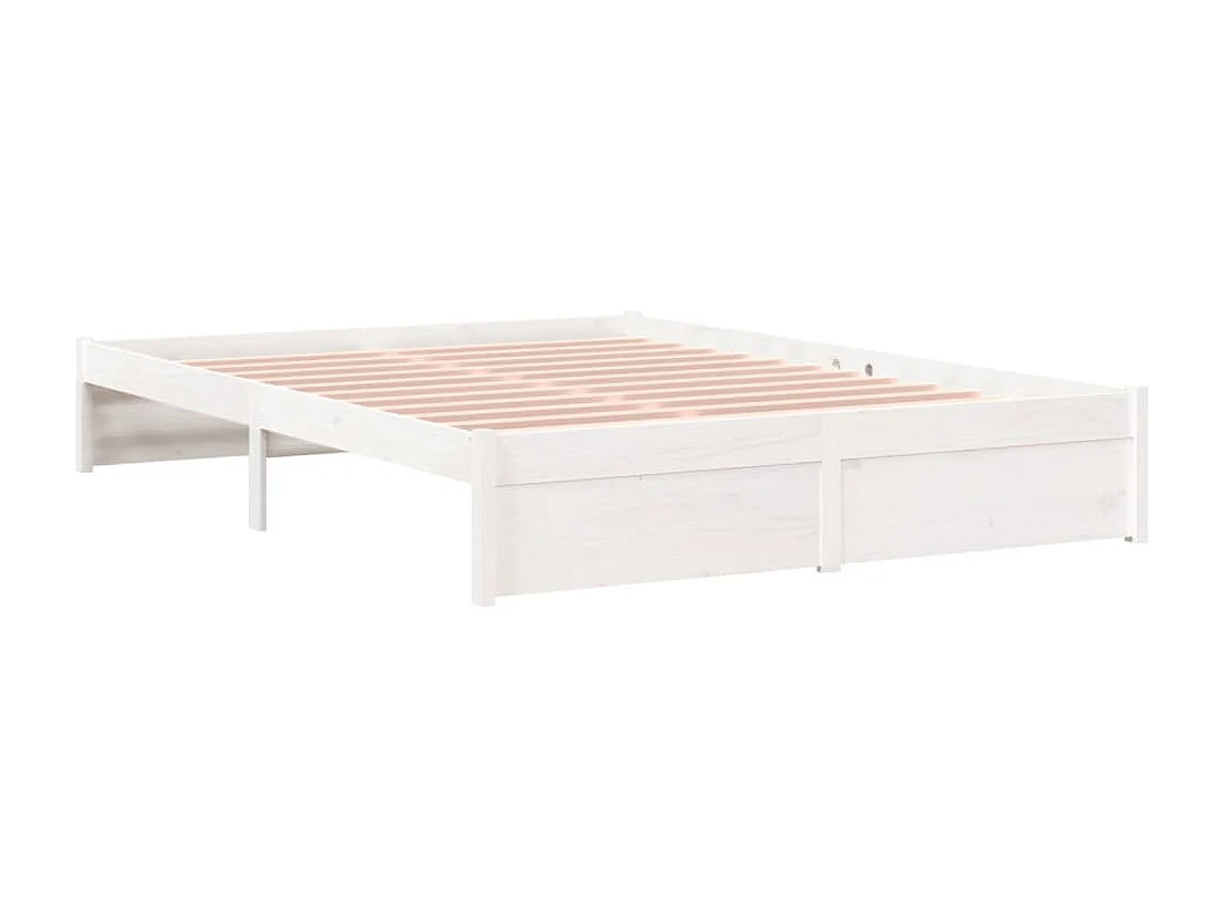Lit double | Lit adulte | Cadre de lit blanc bois massif 140x200 cm