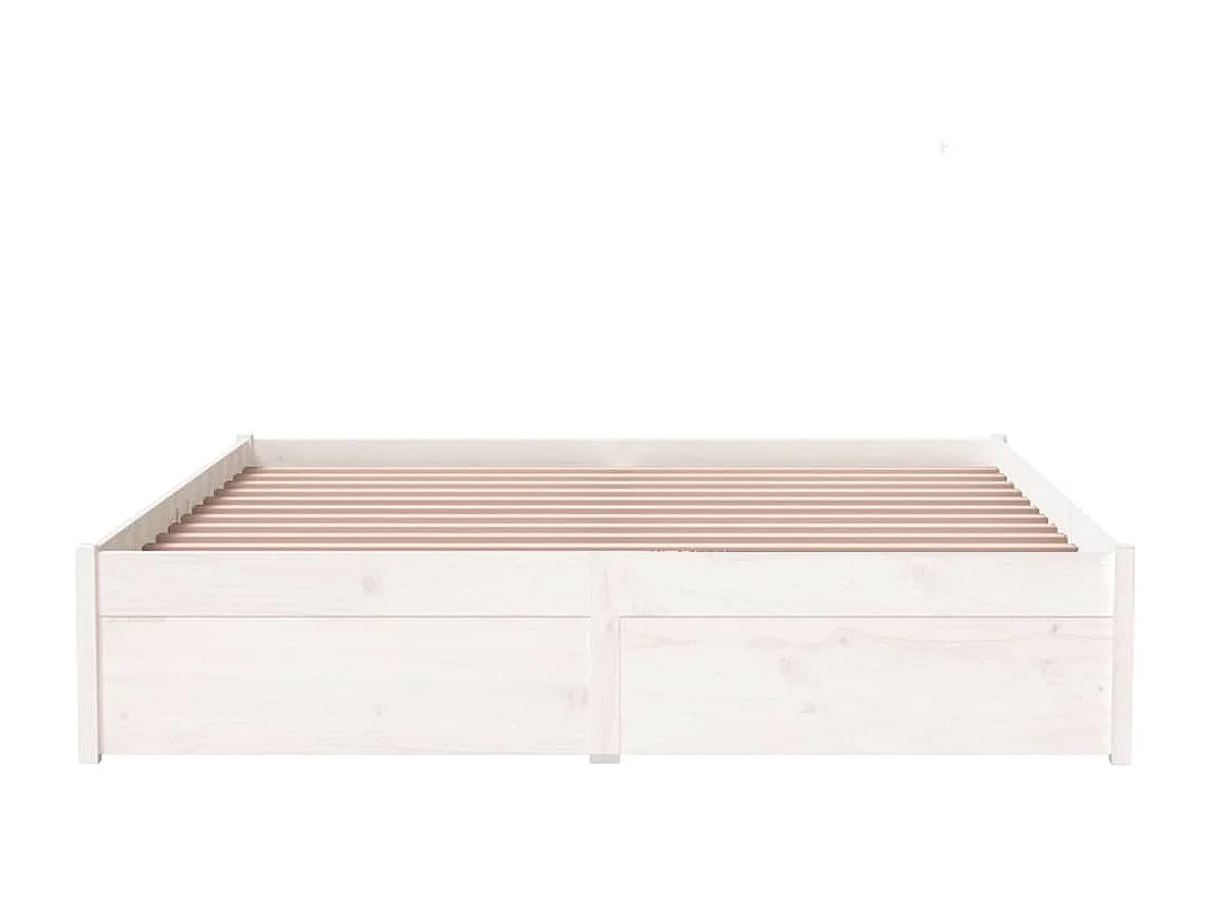 Lit double | Lit adulte | Cadre de lit blanc bois massif 140x200 cm