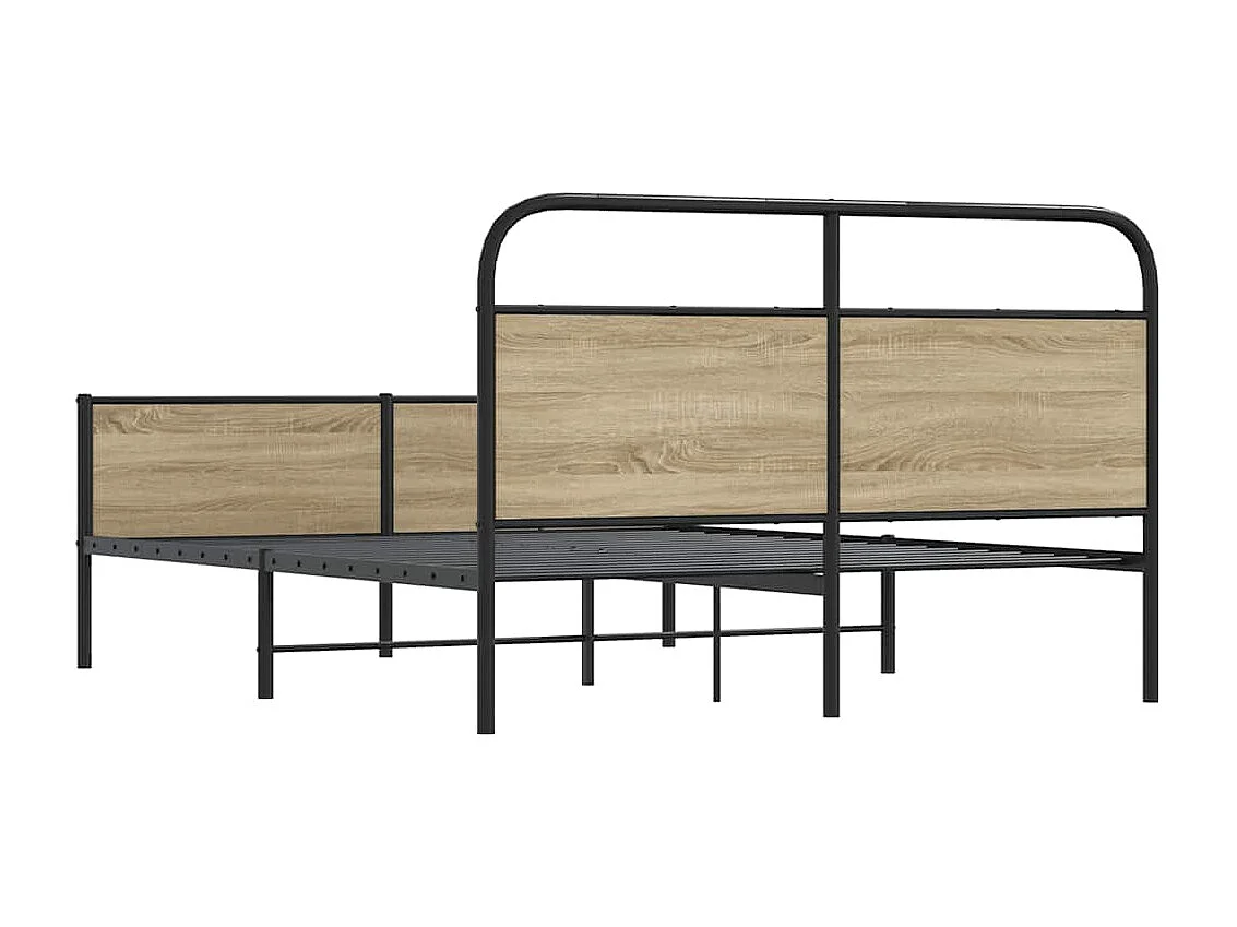 Letto per adulti | Letto matrimoniale | Giroletto senza Materaso in Metallo Rovere Fumo 180x200 cm