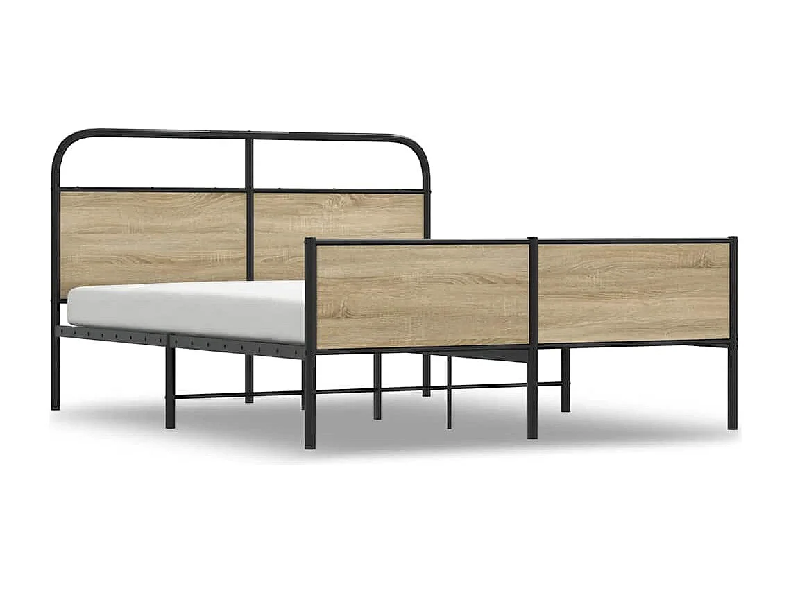 Letto per adulti | Letto matrimoniale | Giroletto senza Materaso in Metallo Rovere Fumo 180x200 cm