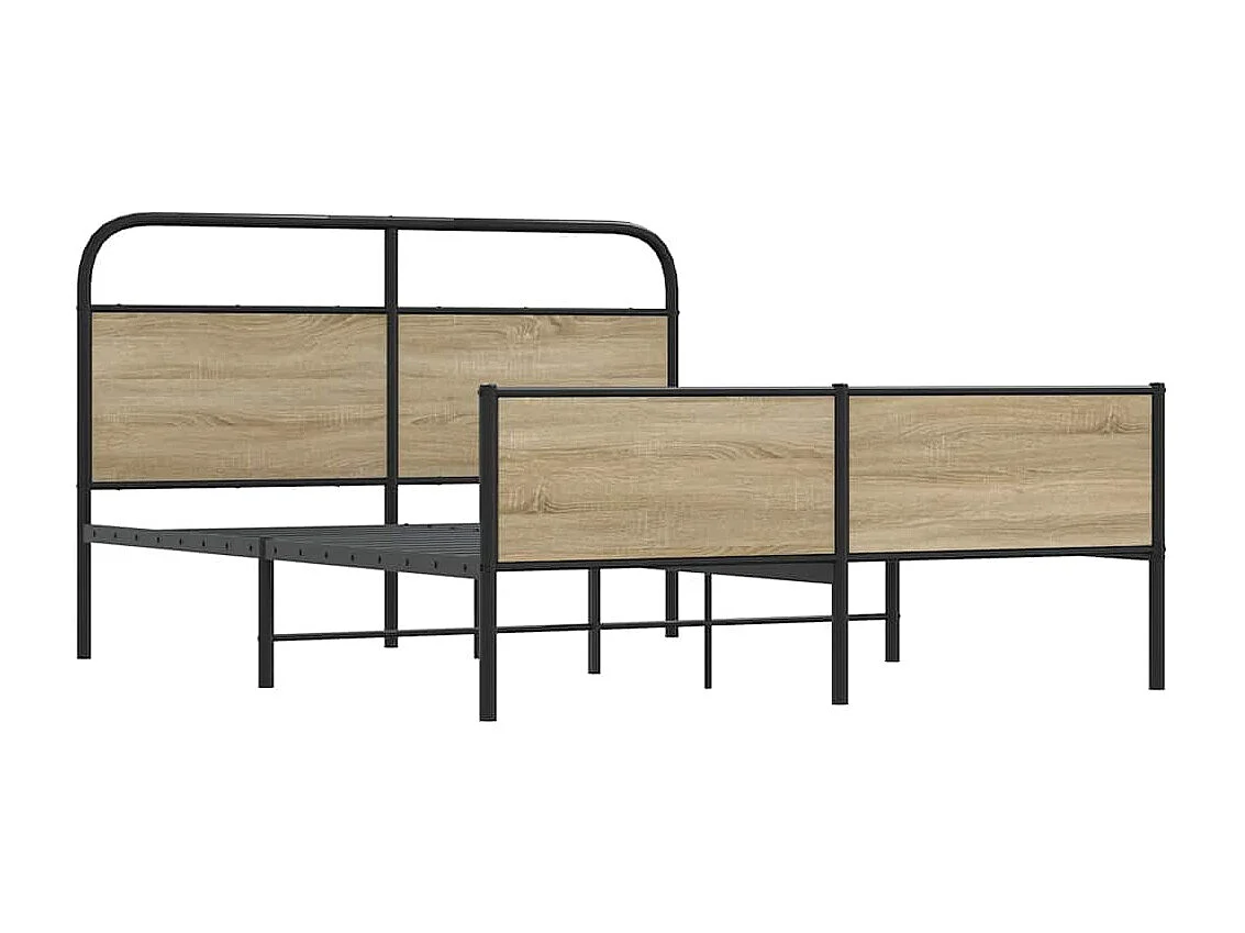 Letto per adulti | Letto matrimoniale | Giroletto senza Materaso in Metallo Rovere Fumo 180x200 cm