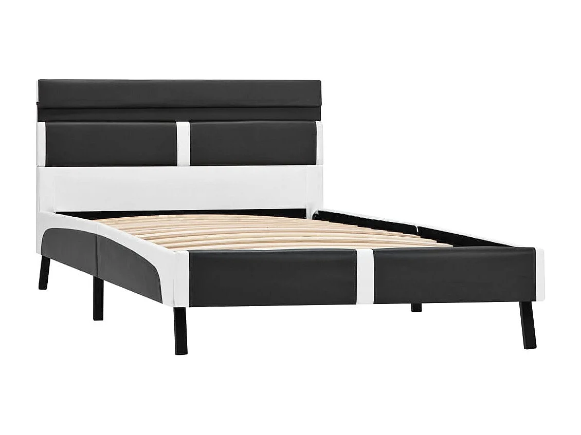 Lit simple | Lit adulte, enfant | Cadre de lit avec LED gris similicuir 90x200 cm