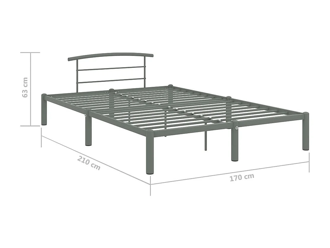 Lit double | Lit adulte | Cadre de lit gris métal 160x200 cm