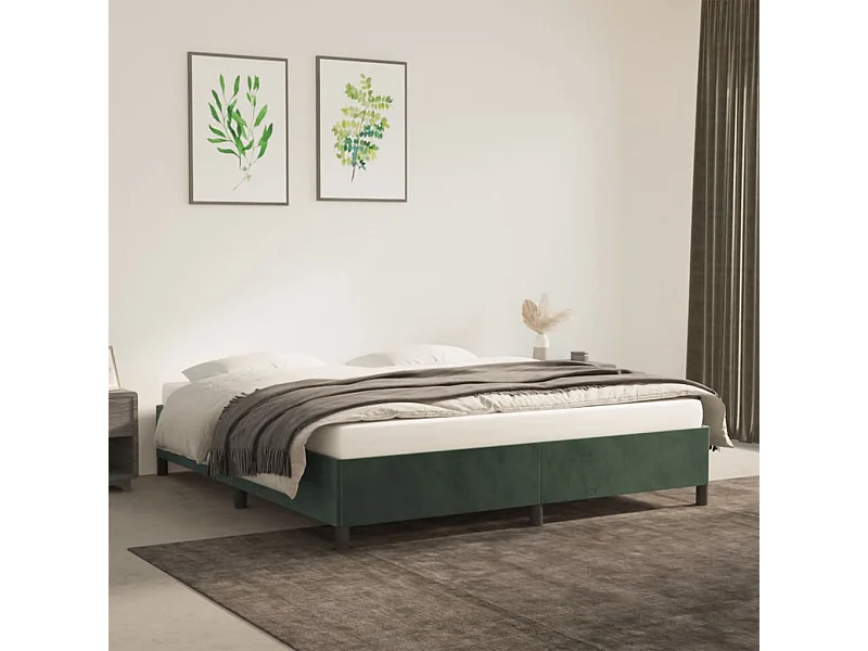 Lit double | Lit adulte | Cadre de lit vert foncé 160x200 cm velours