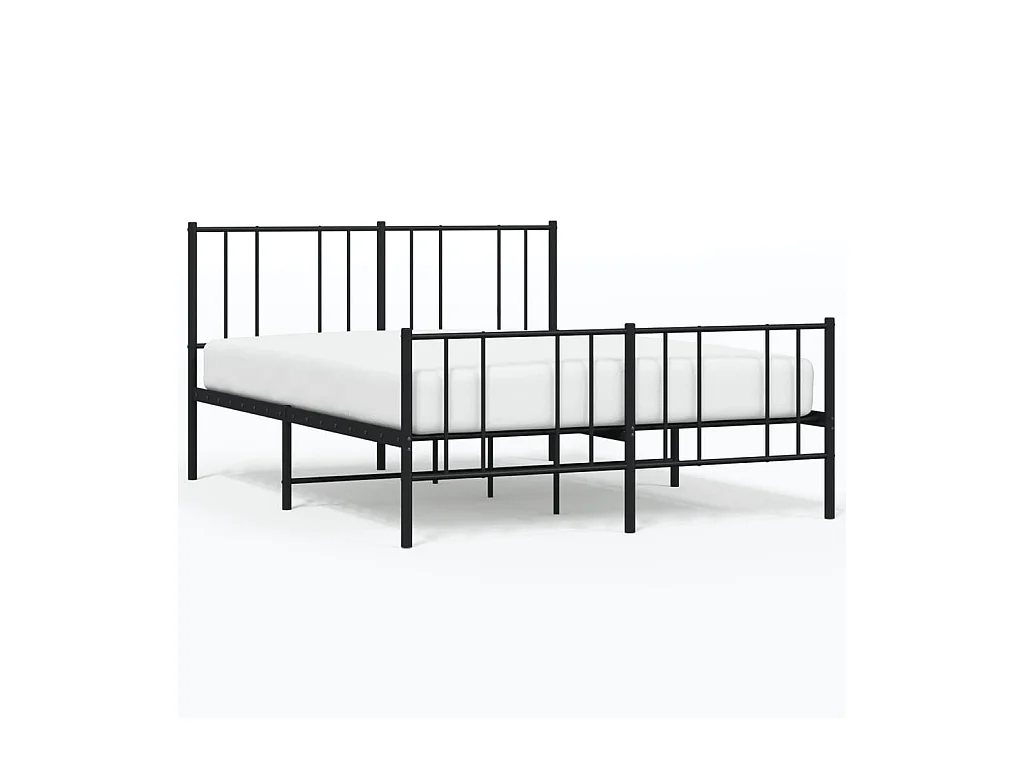 Lit double | Lit adulte | Cadre de lit métal avec pied de lit noir 140x190cm