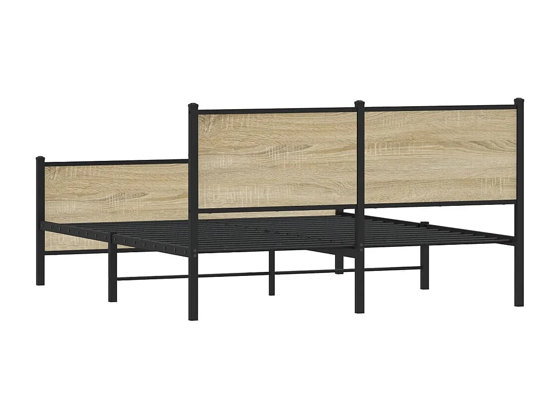 Letto per adulti | Letto matrimoniale | Giroletto senza Materaso in Metallo Rovere Sonoma 150x200 cm