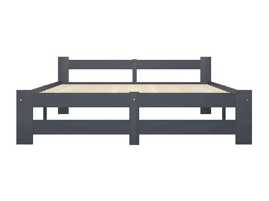 Lit double | Lit adulte | Cadre de lit gris foncé pin massif 140x200 cm