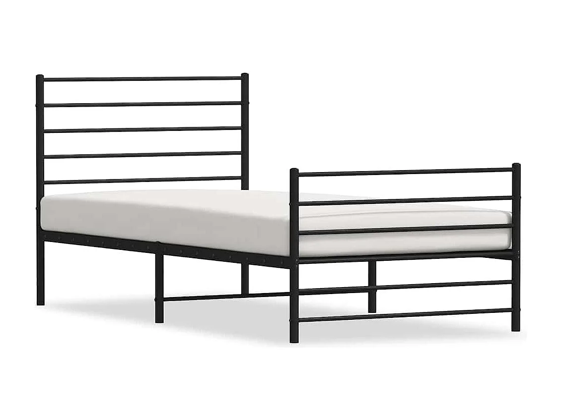 Lit simple | Lit adulte, enfant | Cadre de lit métal avec pied de lit noir 100x190cm