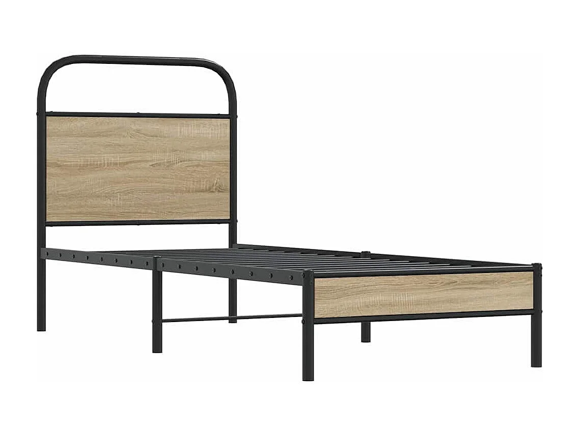 Letto per adulti | Letto singolo | Giroletto senza Materasso Rovere Fumo 80x200 cm in Truciolato