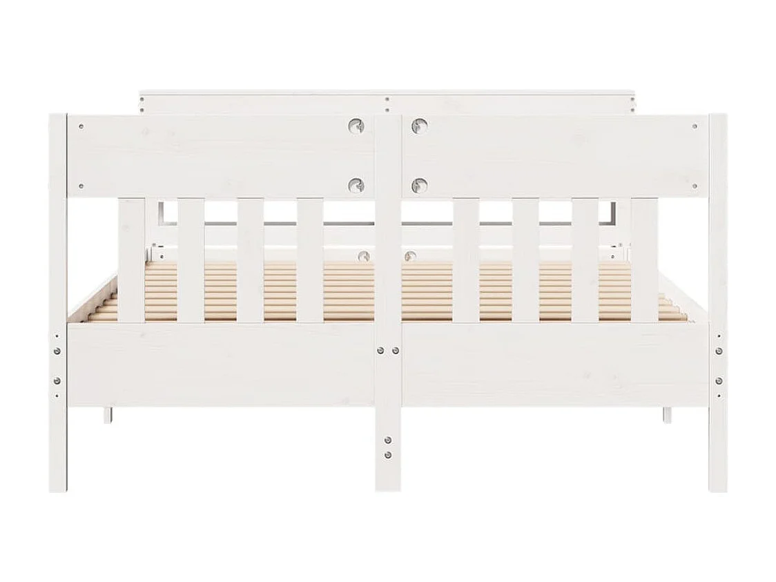 Lit double | Lit adulte | Cadre de lit blanc 150x200 cm bois de pin massif