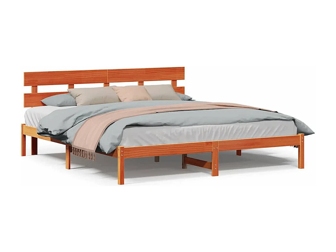 Lit double | Lit adulte | Cadre de lit Marron 200x200 cm Bois de pin massif