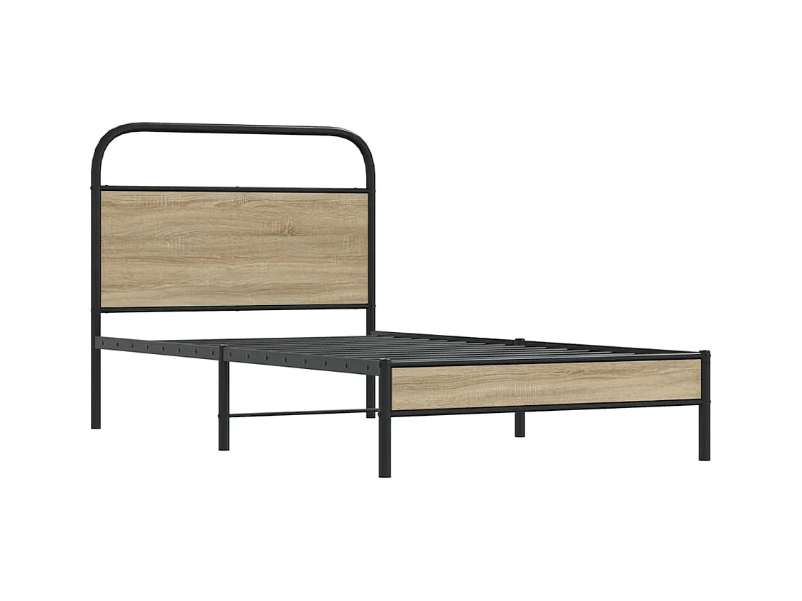 Letto per adulti | Letto singolo | Giroletto senza Materasso Rovere Fumo 100x190 cm in Truciolato