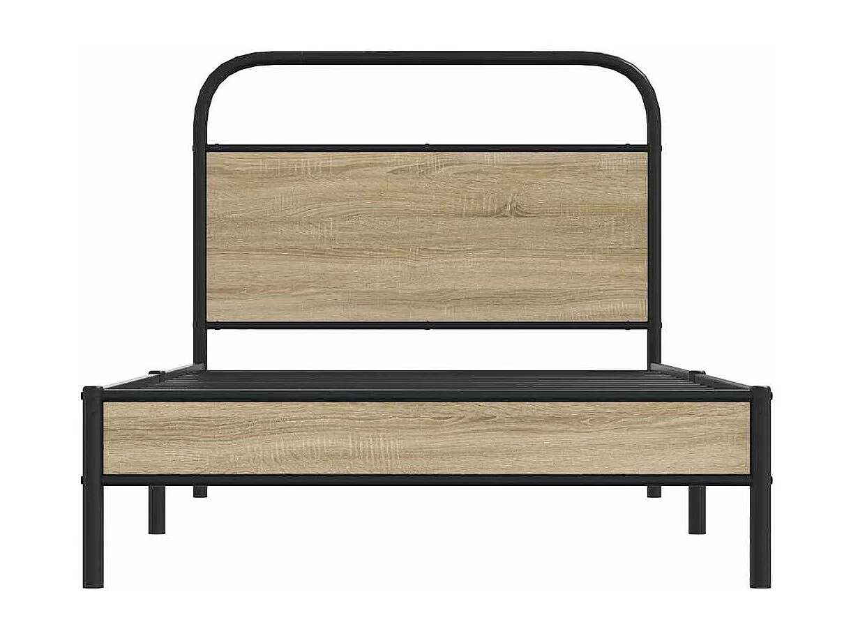 Letto per adulti | Letto singolo | Giroletto senza Materasso Rovere Fumo 100x190 cm in Truciolato