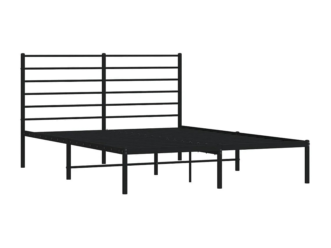 Lit double | Lit adulte | Cadre de lit métal avec tête de lit noir 140x190cm